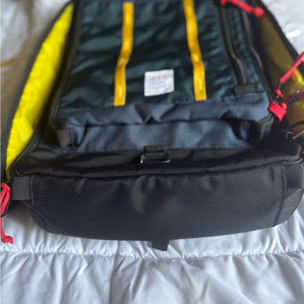 Topo Designs Backpack in Black, Red, and Yellow - Picture 5 of 10